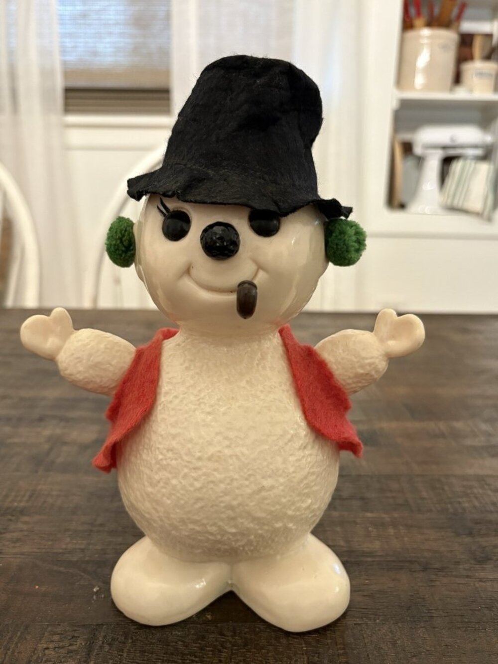 Vintage Royal Plastic Christmas Snowman Bank 1970s
